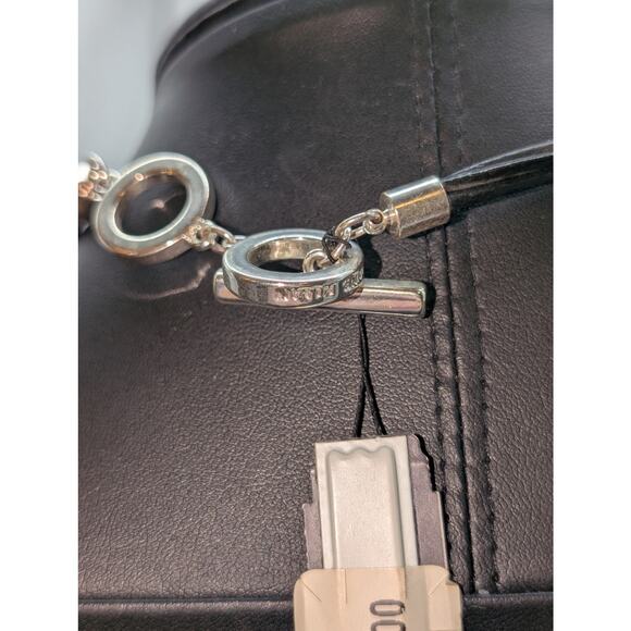 Anne Klein NWT Bullseye Pendant Black Corded Silver Tone Toggle Clasp Necklace - Picture 2 of 5